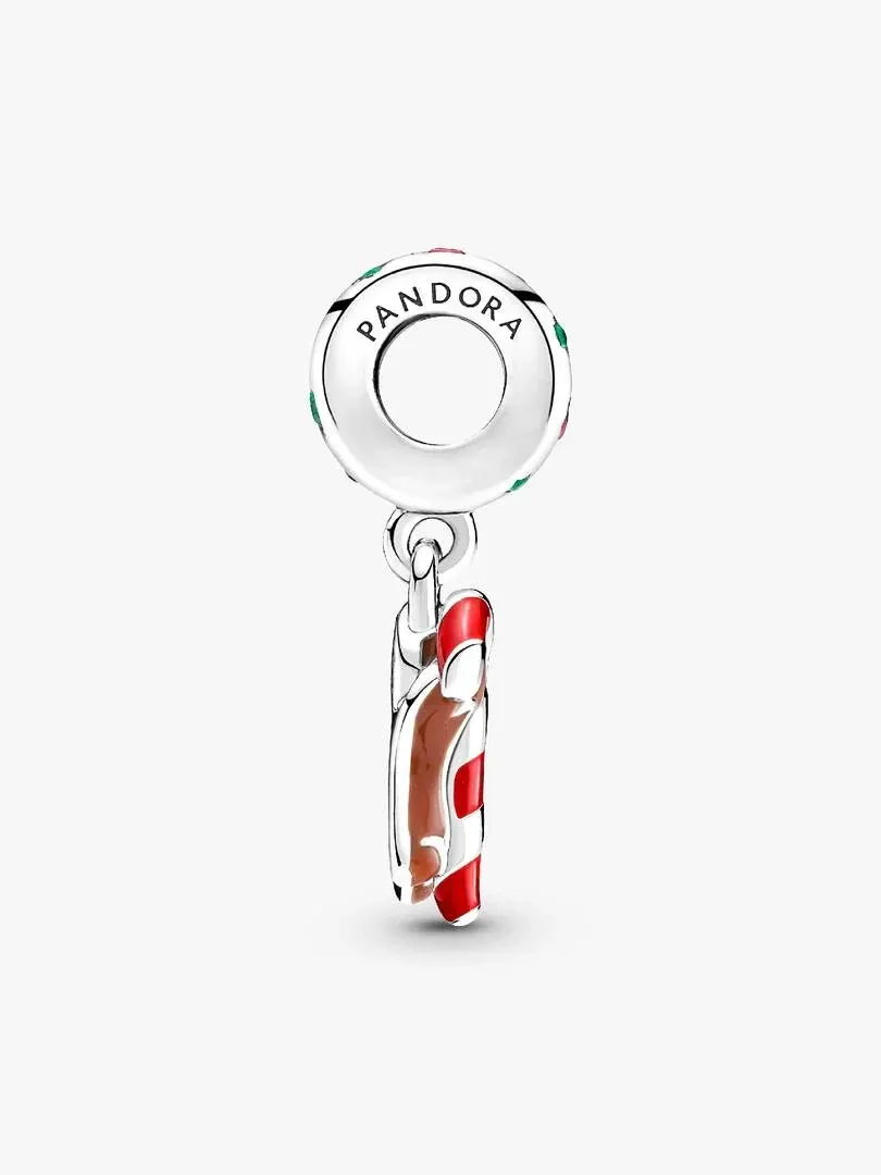 Front view of the gingerbread man charm pendant, centered on a pure white background.