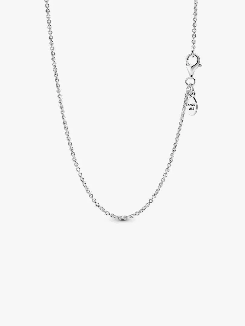 Close-up of the chain clasp and ALE hallmark in silver, on a white background.
