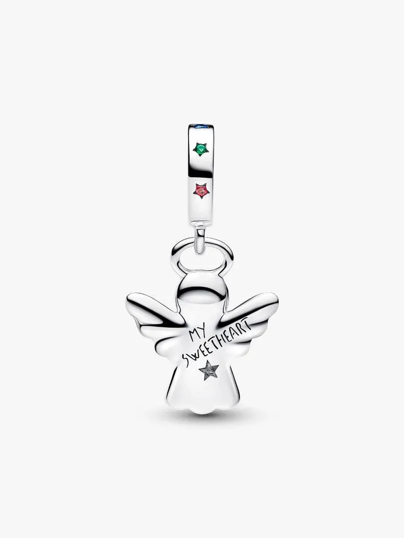 Vooraanzicht van de engel charm op een witte achtergrond, met de inscriptie 'MY SWEETHEART' aan de achterzijde.