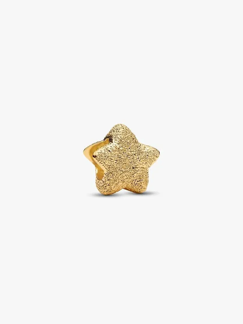 Star charm with textured finish, angled view on a pure white background.