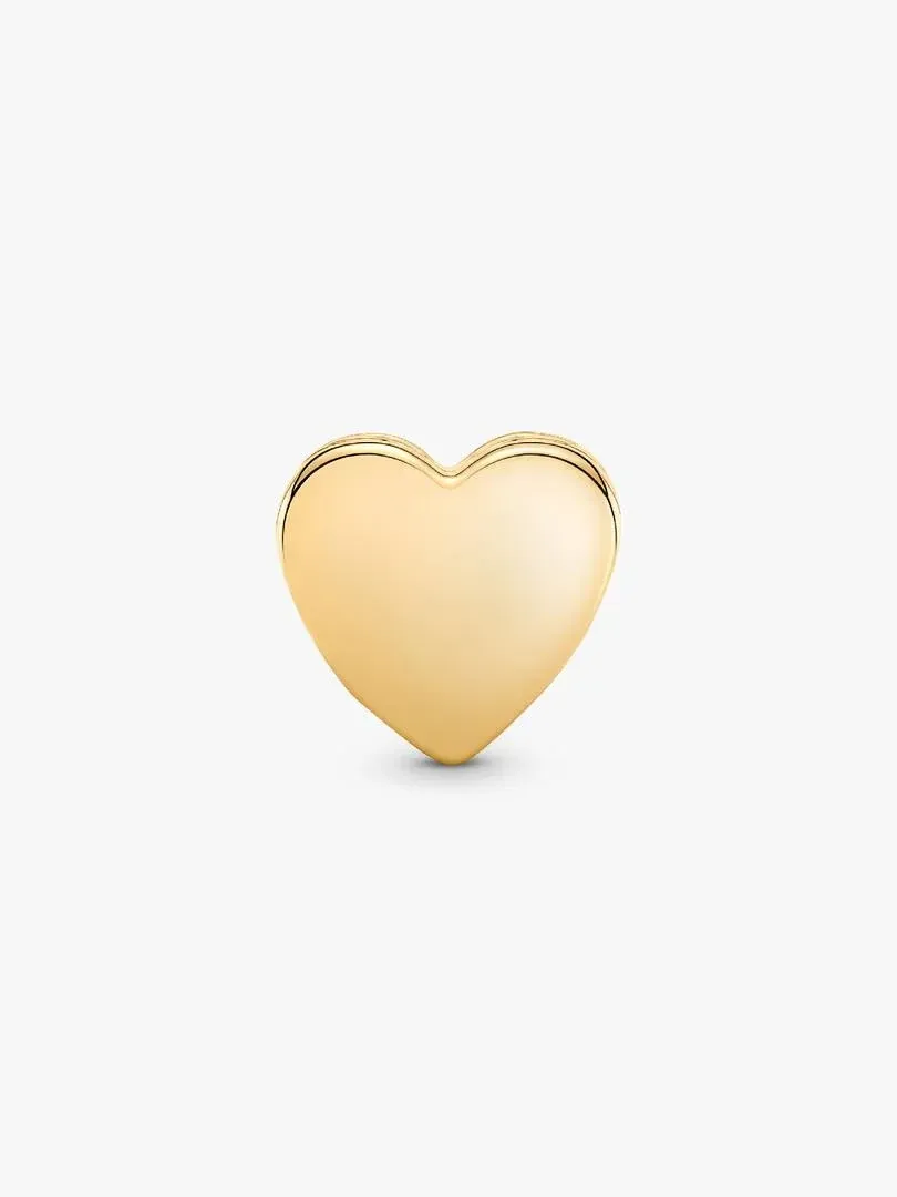 Gold heart charm shown from a front view, centered on a pure white background.