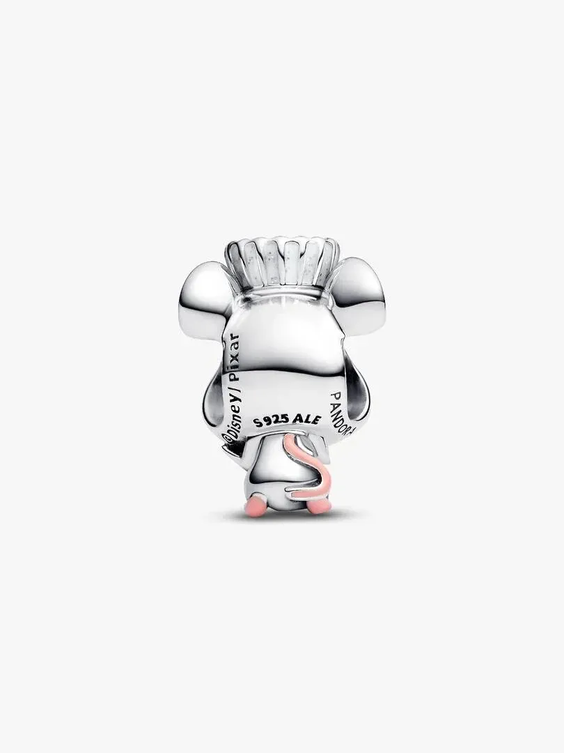 Silver charm featuring Remy figure, front side view on a pure white background.