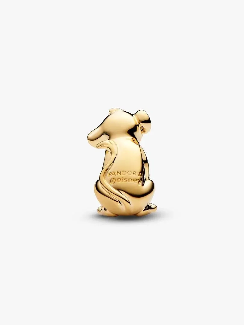 Simba charm in profiel, 14k goudkleurige afwerking, op een witte achtergrond.