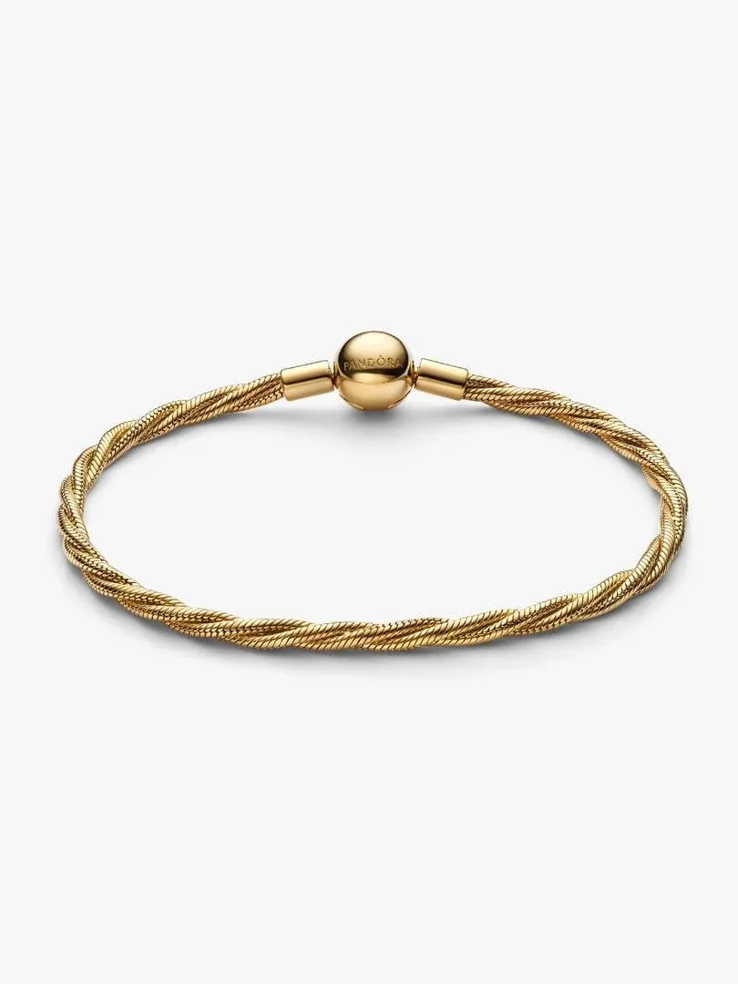 Braided chain bracelet viewed from a high front angle on a white background, showing the sphere clasp.