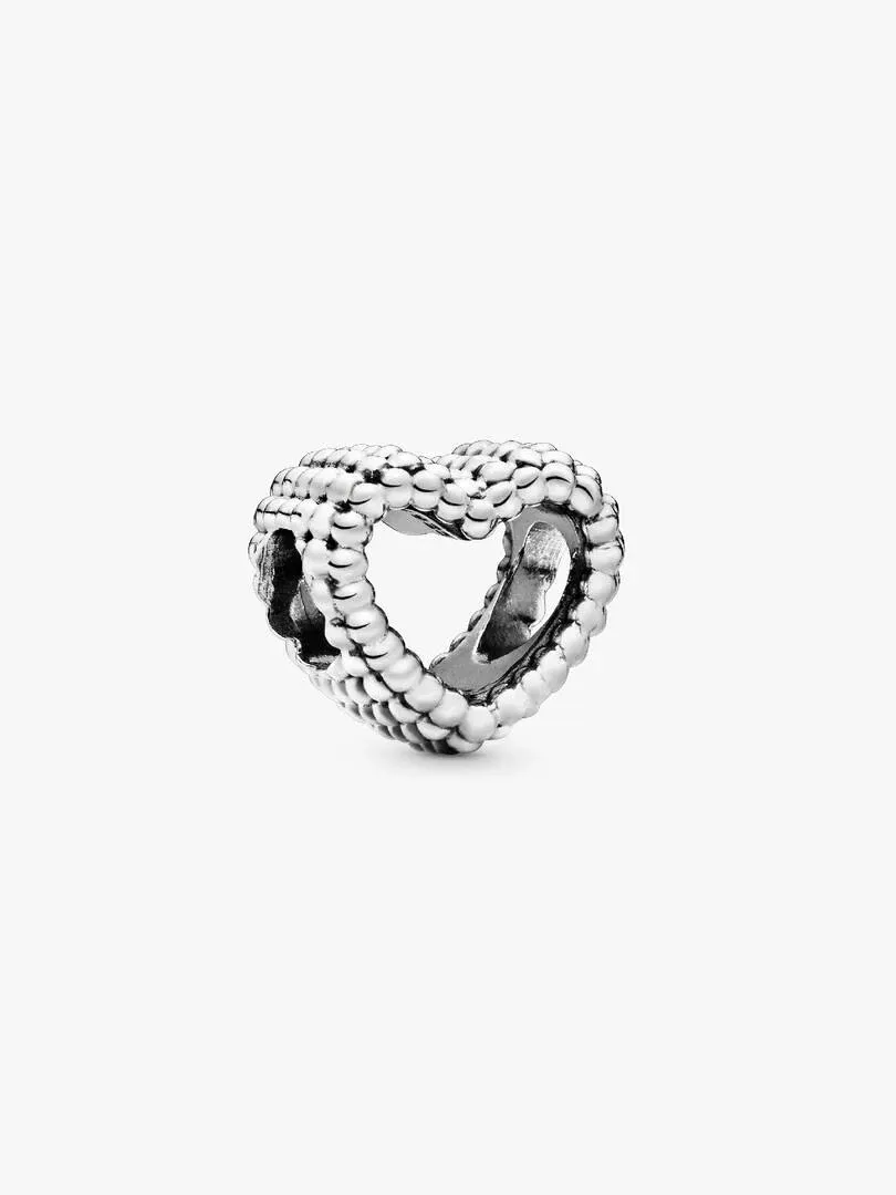 Heart-shaped charm with sphere texture, front angled view on a white background.