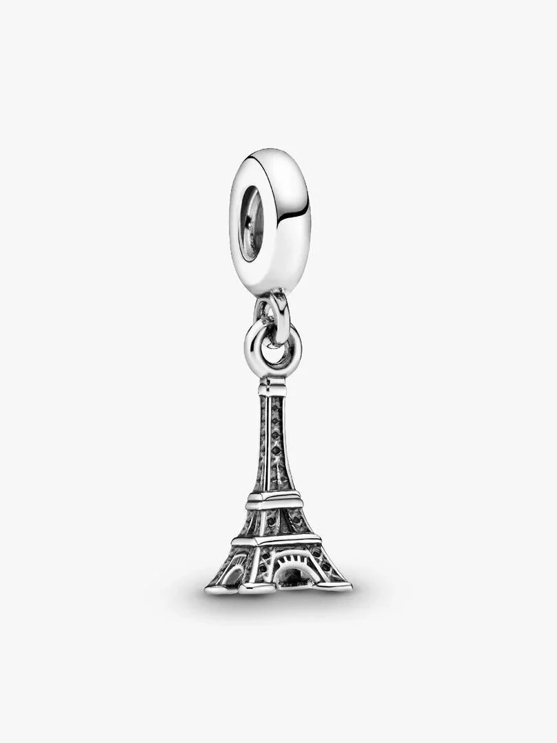Charm pendent Tour Eiffel en argent, vue de face complète sur fond blanc.