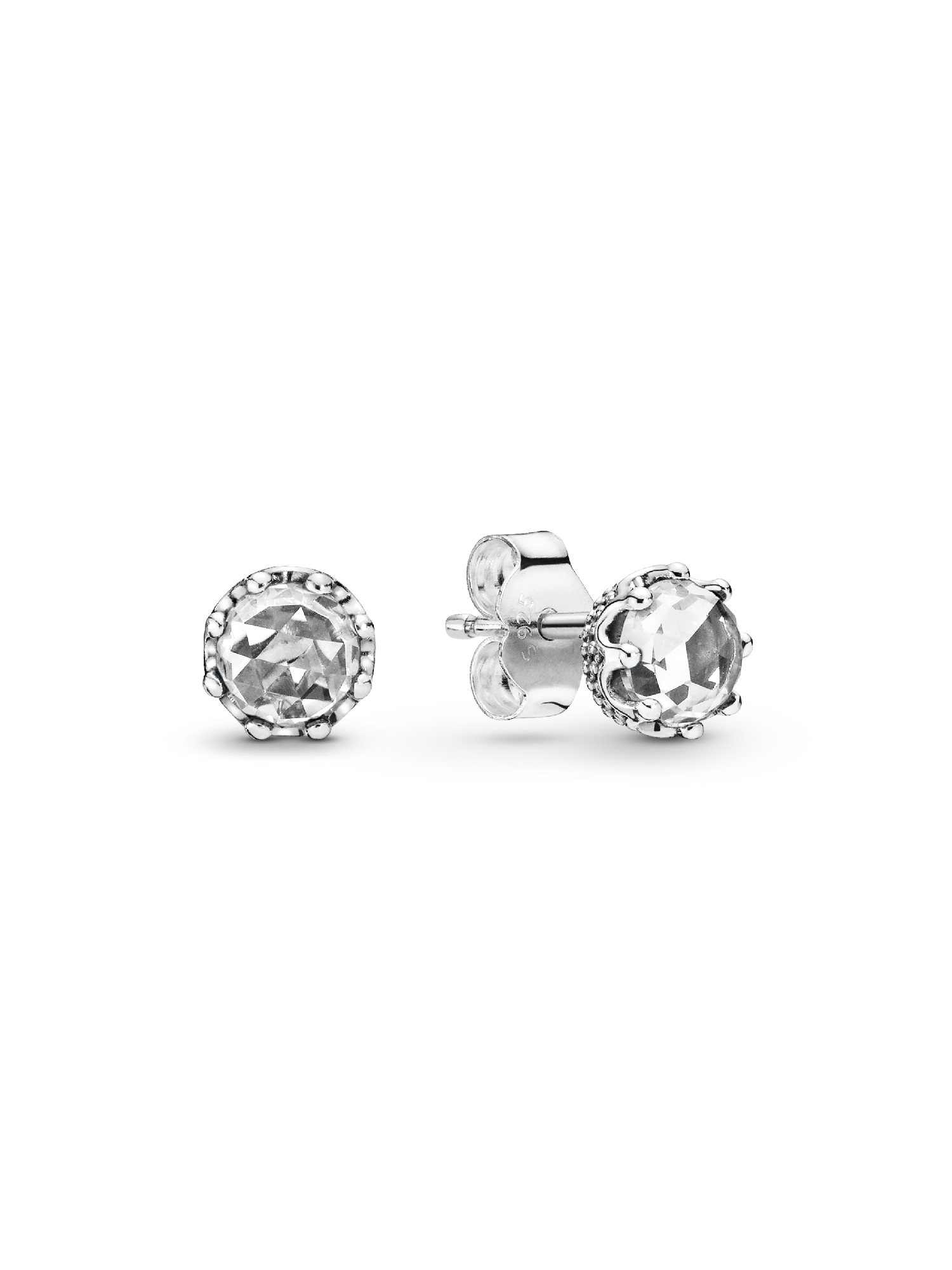 pandora - Pendientes de botón Corona resplandor transparente