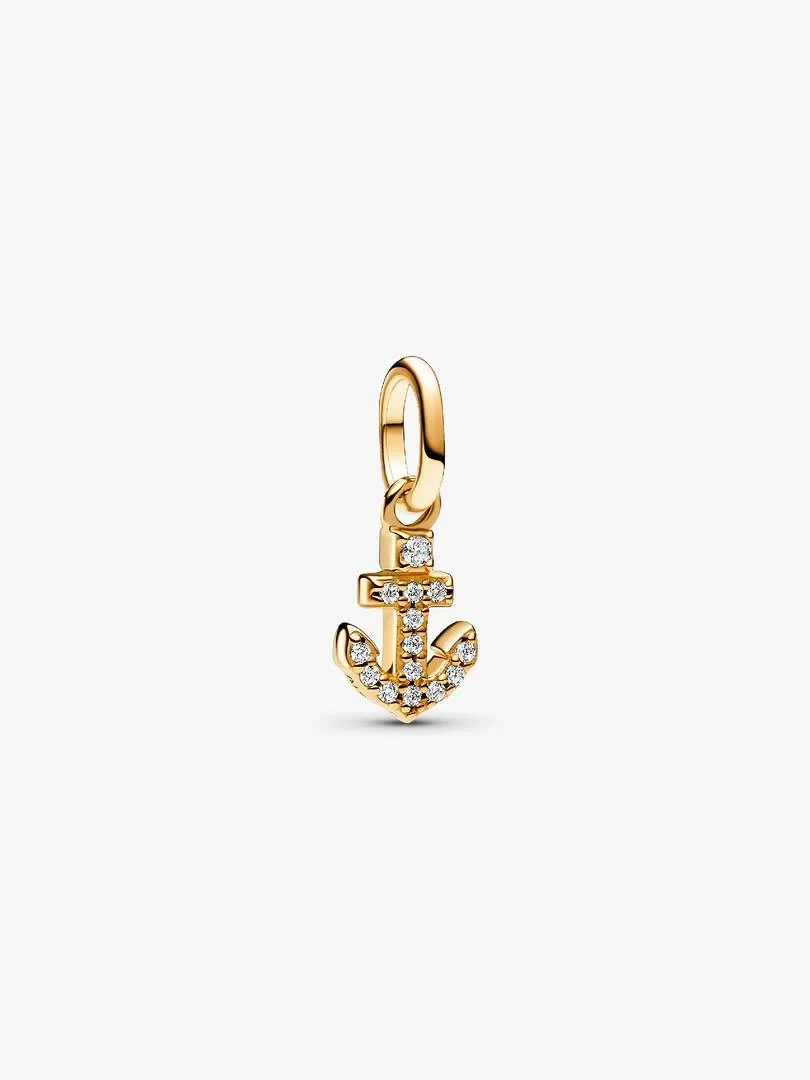 Front view of anchor charm, slightly high angle, on a pure white background.
