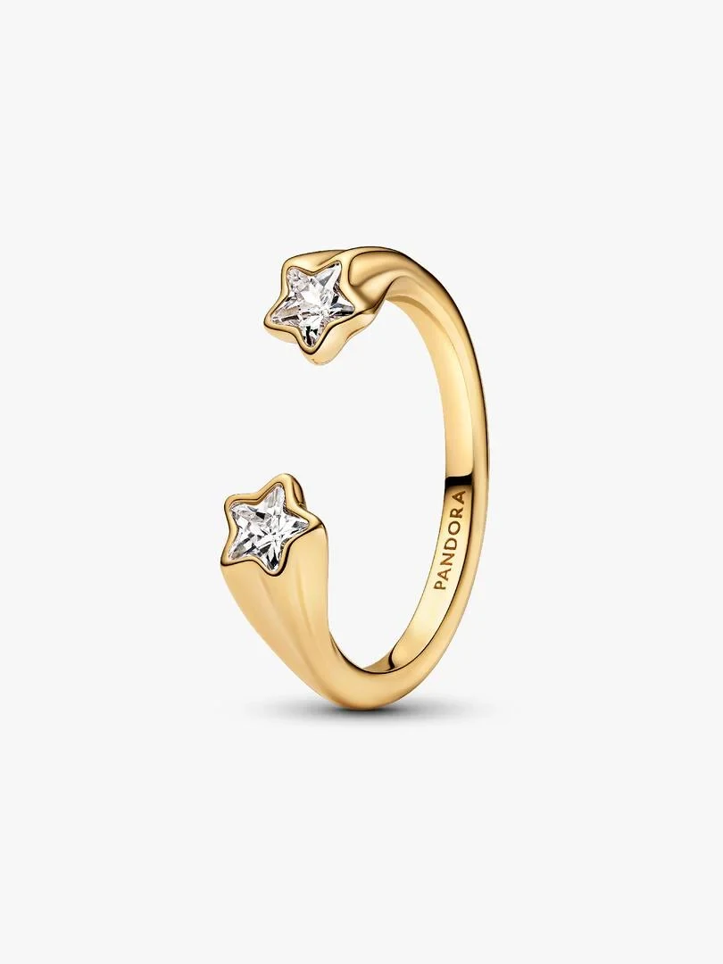 Open ring with star-shaped ends, side view on a white background.