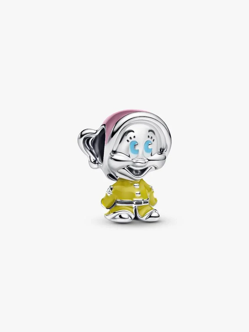 Enamel character charm shown from a front view, slightly high-angle shot, isolated on pure white background.